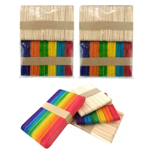 200 Pc Mini Multi Color Natural Wooden 2 1/2" Craft Popsicle School Arts Sticks
