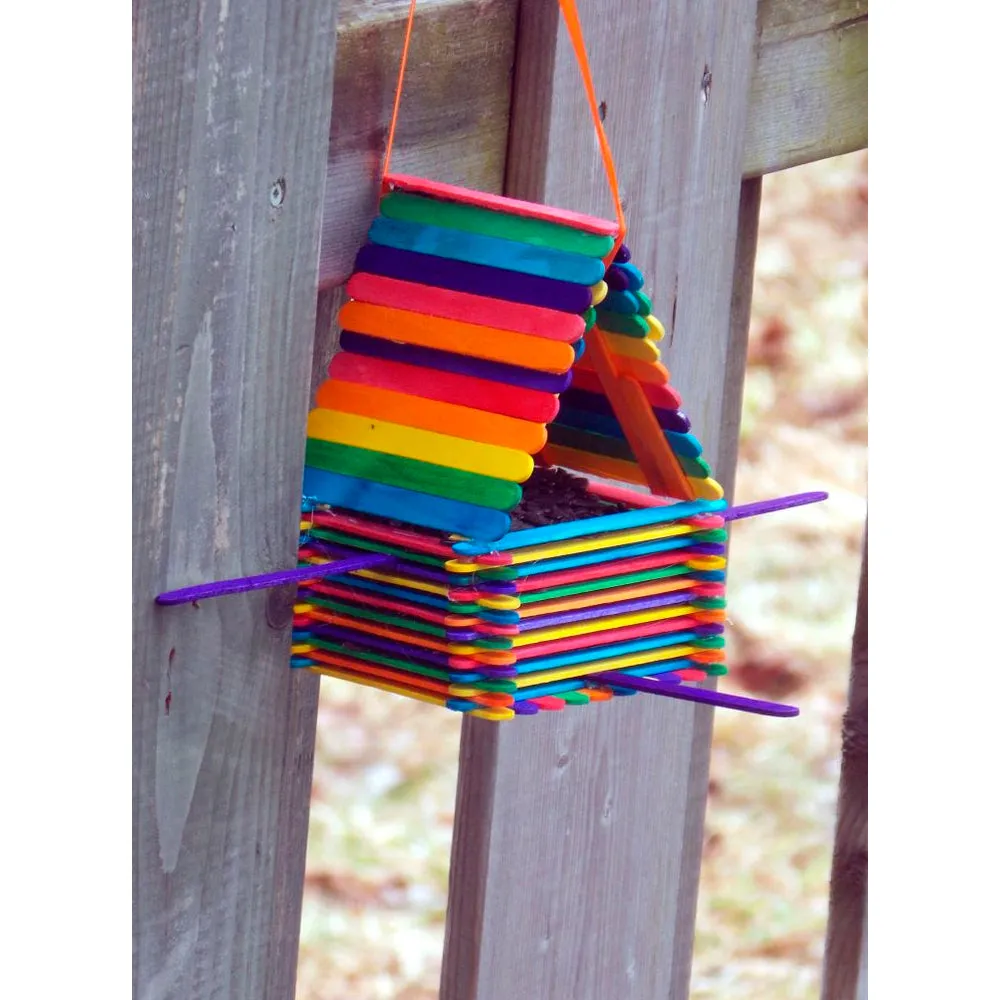 200 Pc Mini Multi Color Natural Wooden 2 1/2" Craft Popsicle School Arts Sticks