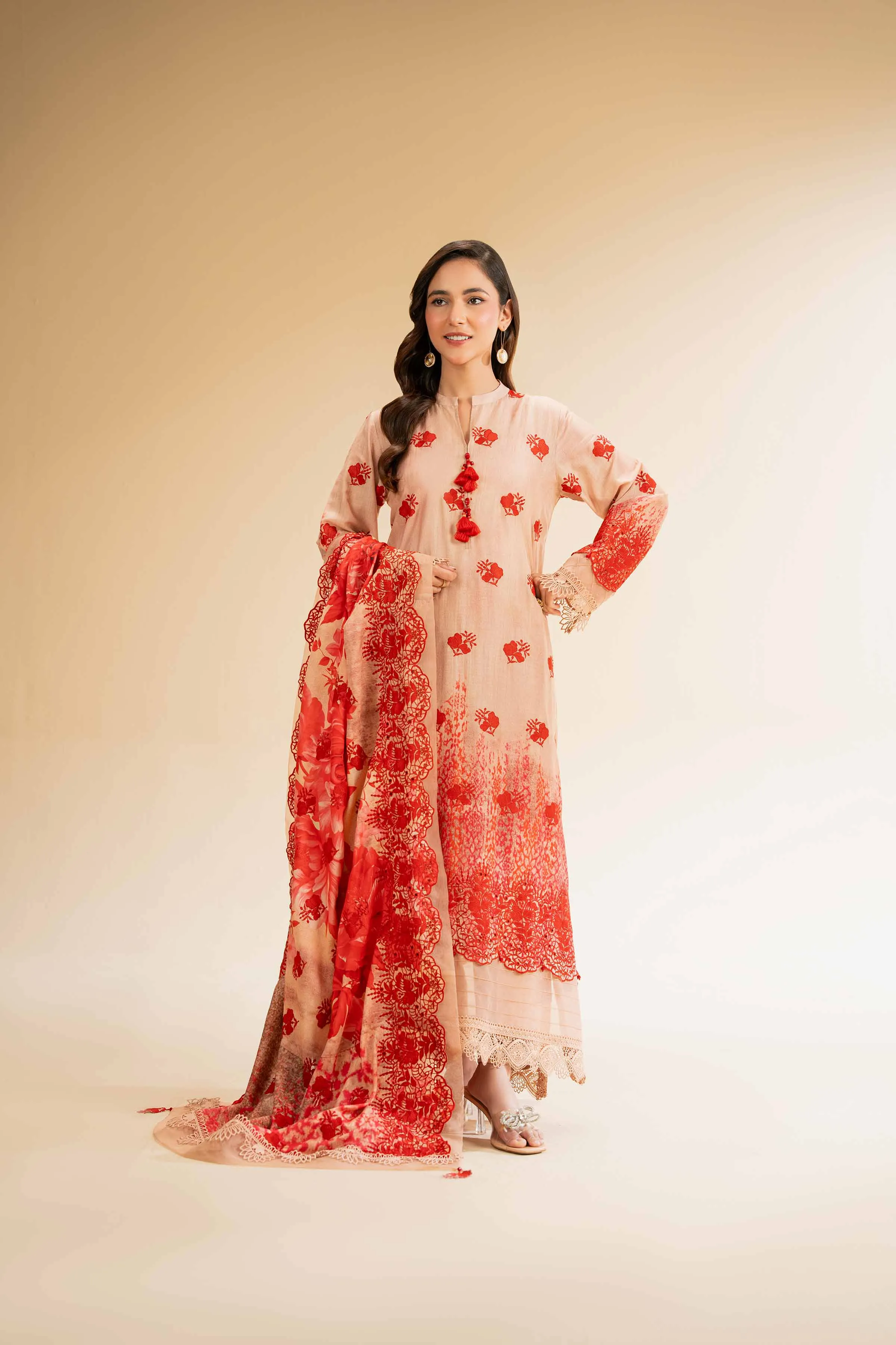 3 Piece - Digital Printed Embroidered Suit - 42501340