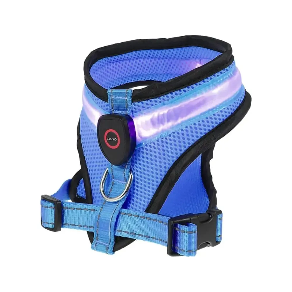 Adjustable Reflective Usb Rechargeable Led Light Soft Padded Vest Harness for Small, Medium Dogs