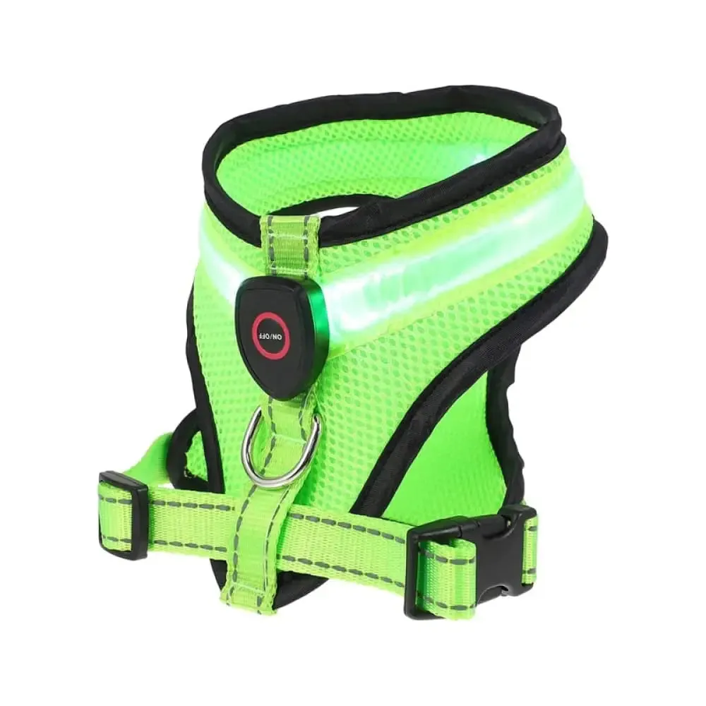 Adjustable Reflective Usb Rechargeable Led Light Soft Padded Vest Harness for Small, Medium Dogs