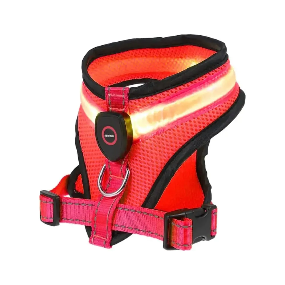 Adjustable Reflective Usb Rechargeable Led Light Soft Padded Vest Harness for Small, Medium Dogs