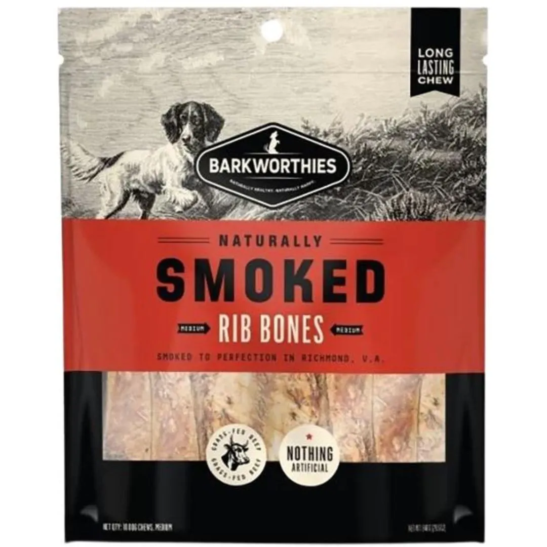 Barkworthies Smoked Rib Bones Dog Treat 1ea/MD/10 ct
