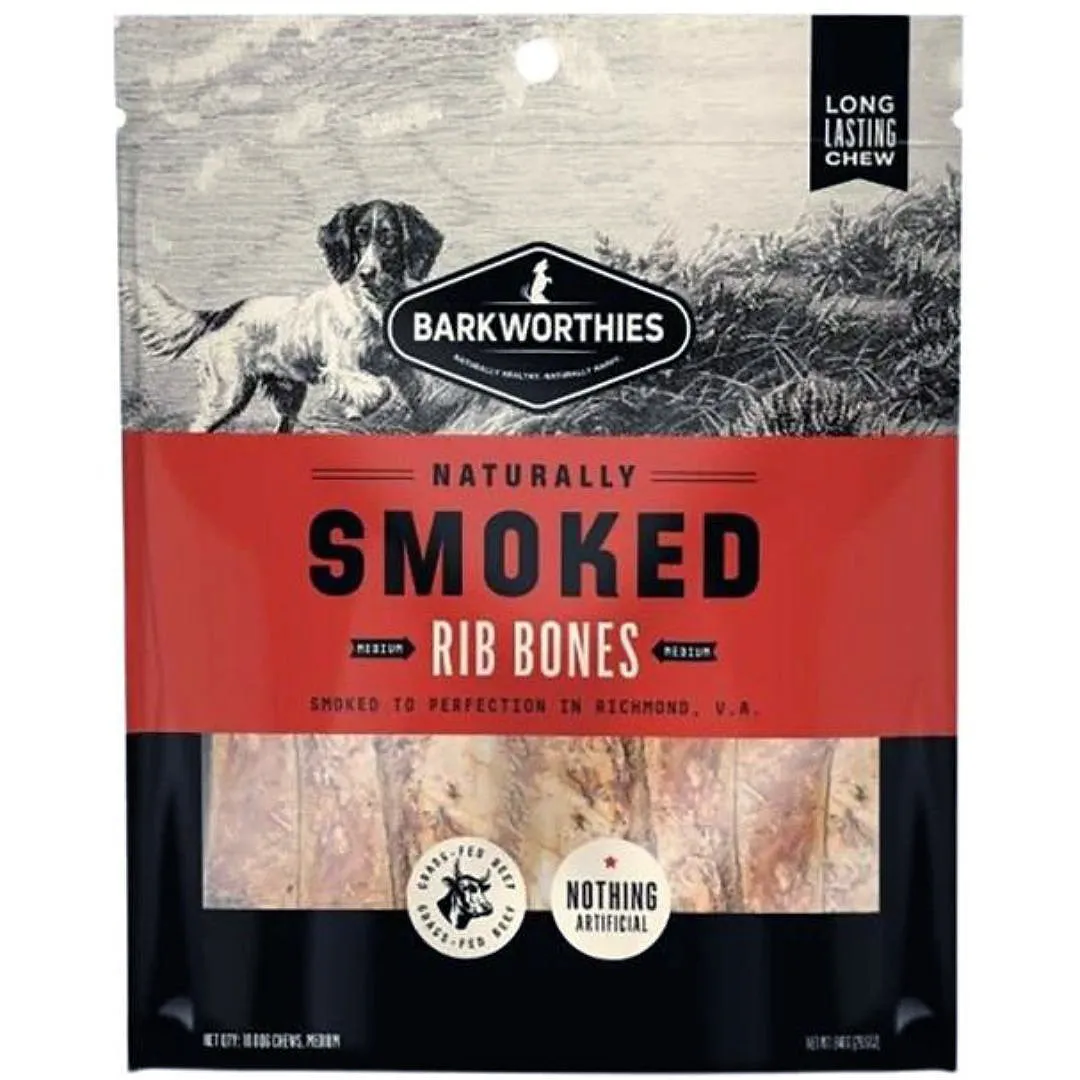 Barkworthies Smoked Rib Bones Dog Treat 1ea/MD/10 ct