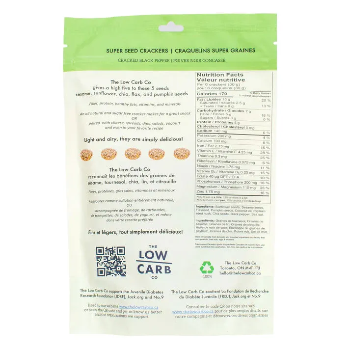 Cracked Black Pepper Seed Crackers by The Low Carb Co, 101g