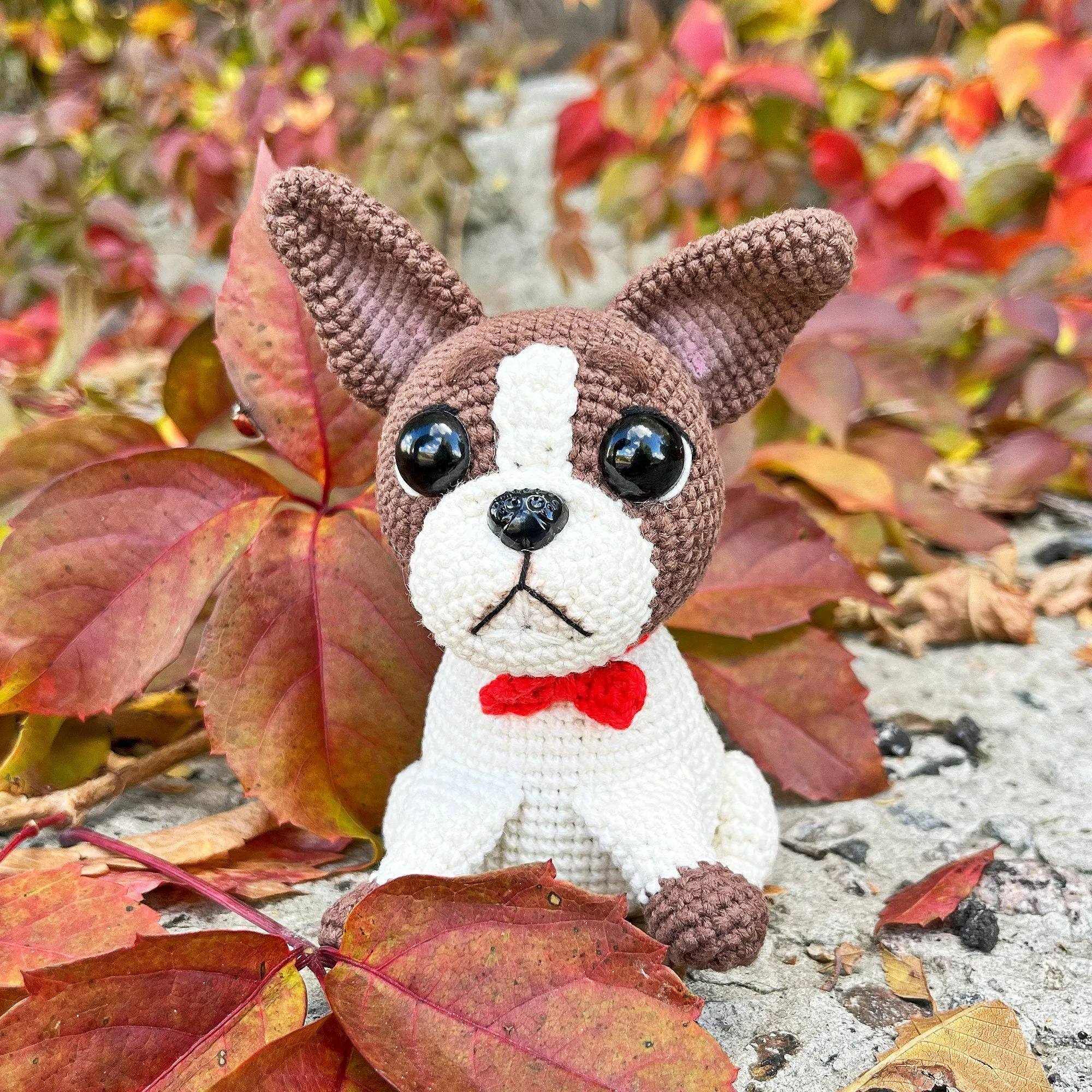 Crochet French Bulldog pattern, US standard terms, Skill level beginner