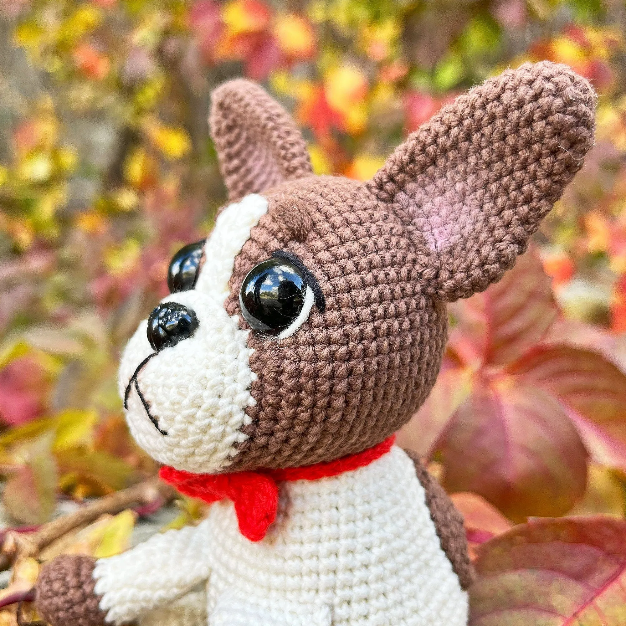 Crochet French Bulldog pattern, US standard terms, Skill level beginner