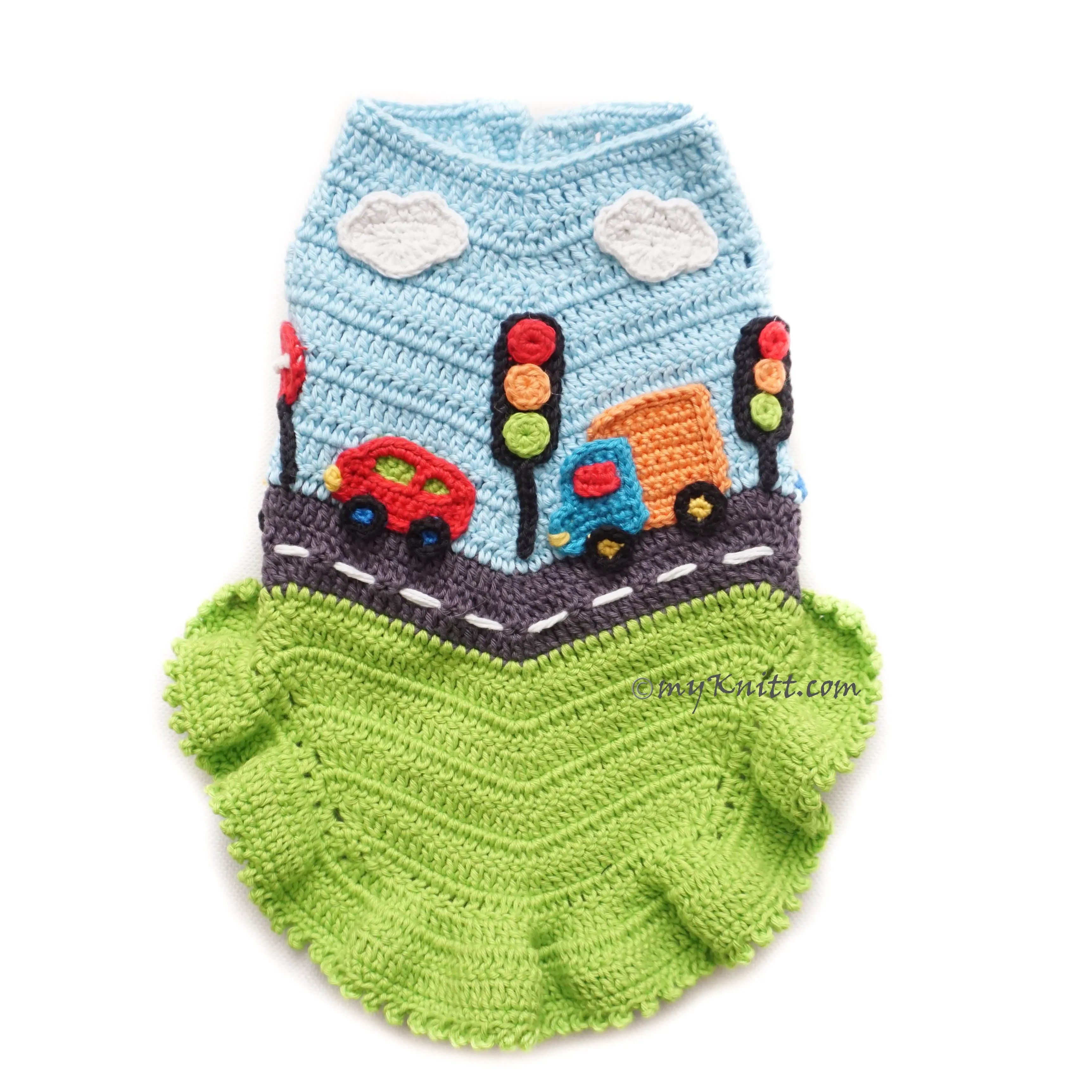 Dog Clothes Blue, Truck Crochet, Traffic Crochet, Dog Harness, Chihuahua Clothes DF225