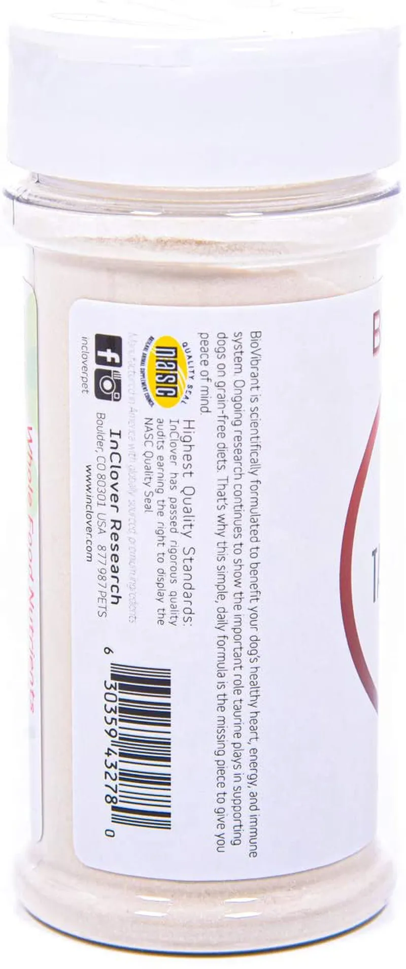 InClover, Dog Heart Health Supplement BioVibrant, Helps Support Dog Heart Health, Dog Supplement Treat Powder with Taurine Helps Pet Heart Health and Dog Weight Management, Dog Immune Support