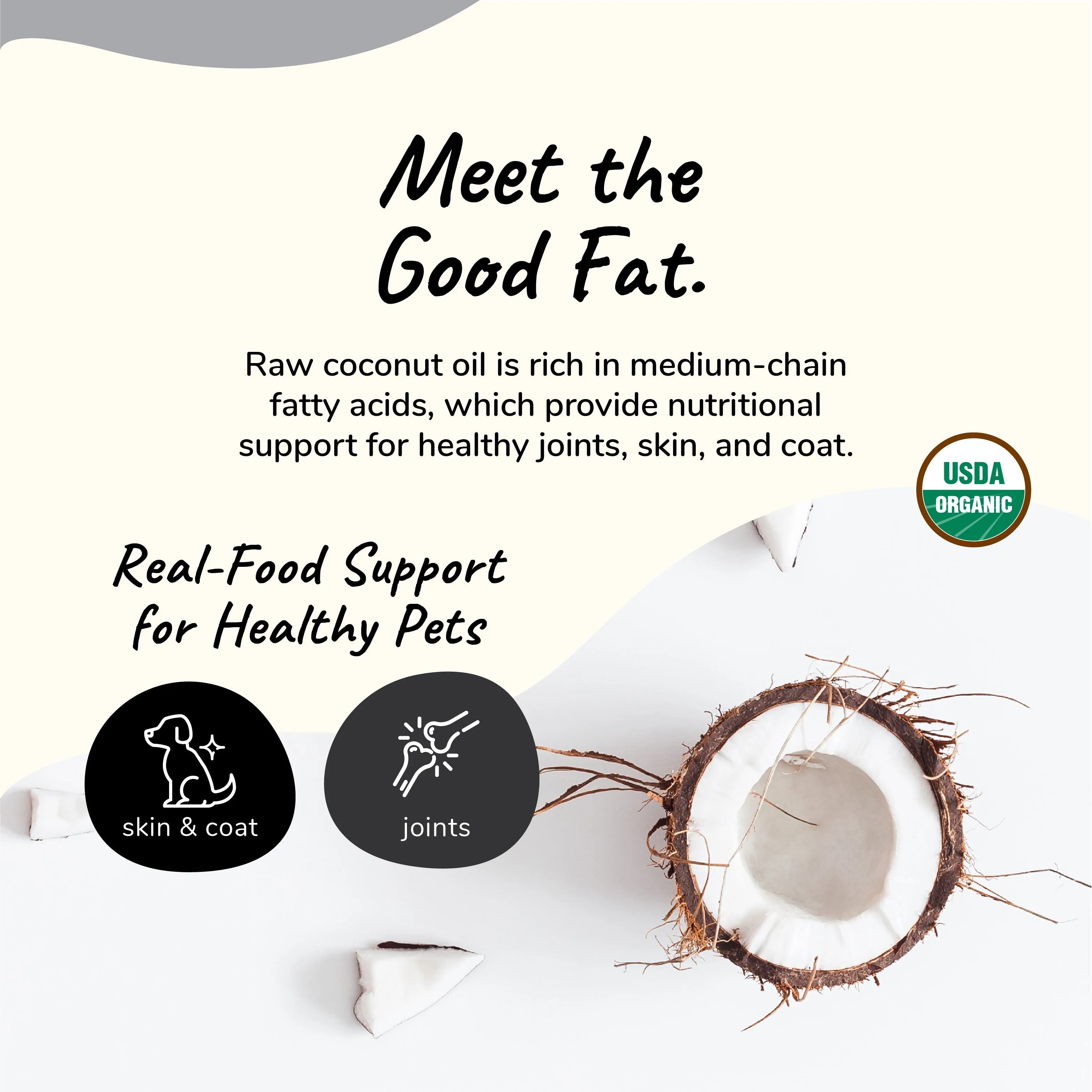 **Kin Kind Supplement Raw Coconut Oil 16 oz. (Large) Skin&Coat