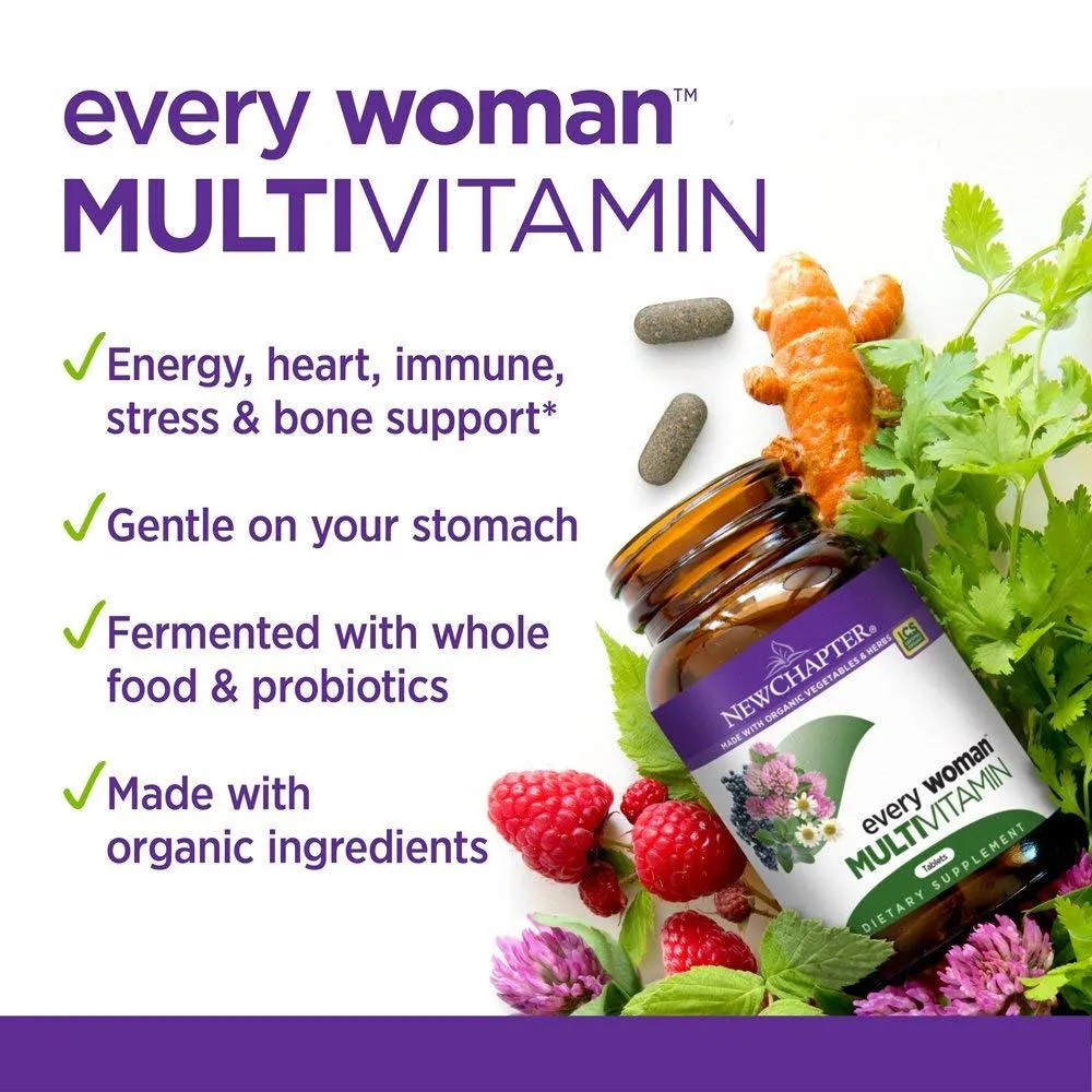 New Chapter Every Woman Multivitamin Fermented with Probiotics   Iron   Vitamin D3   B Vitamins   Organic Non-GMO Ingredients - 120 Count