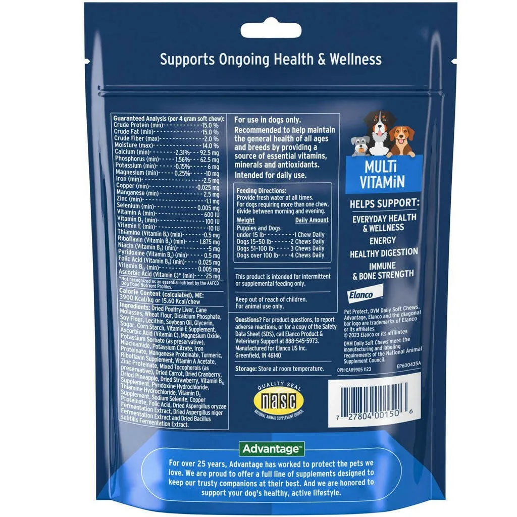 Pet Protect Multivitamin DVM Daily Soft Chews for Dogs, Chicken Flavor
