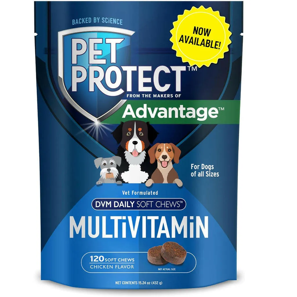 Pet Protect Multivitamin DVM Daily Soft Chews for Dogs, Chicken Flavor
