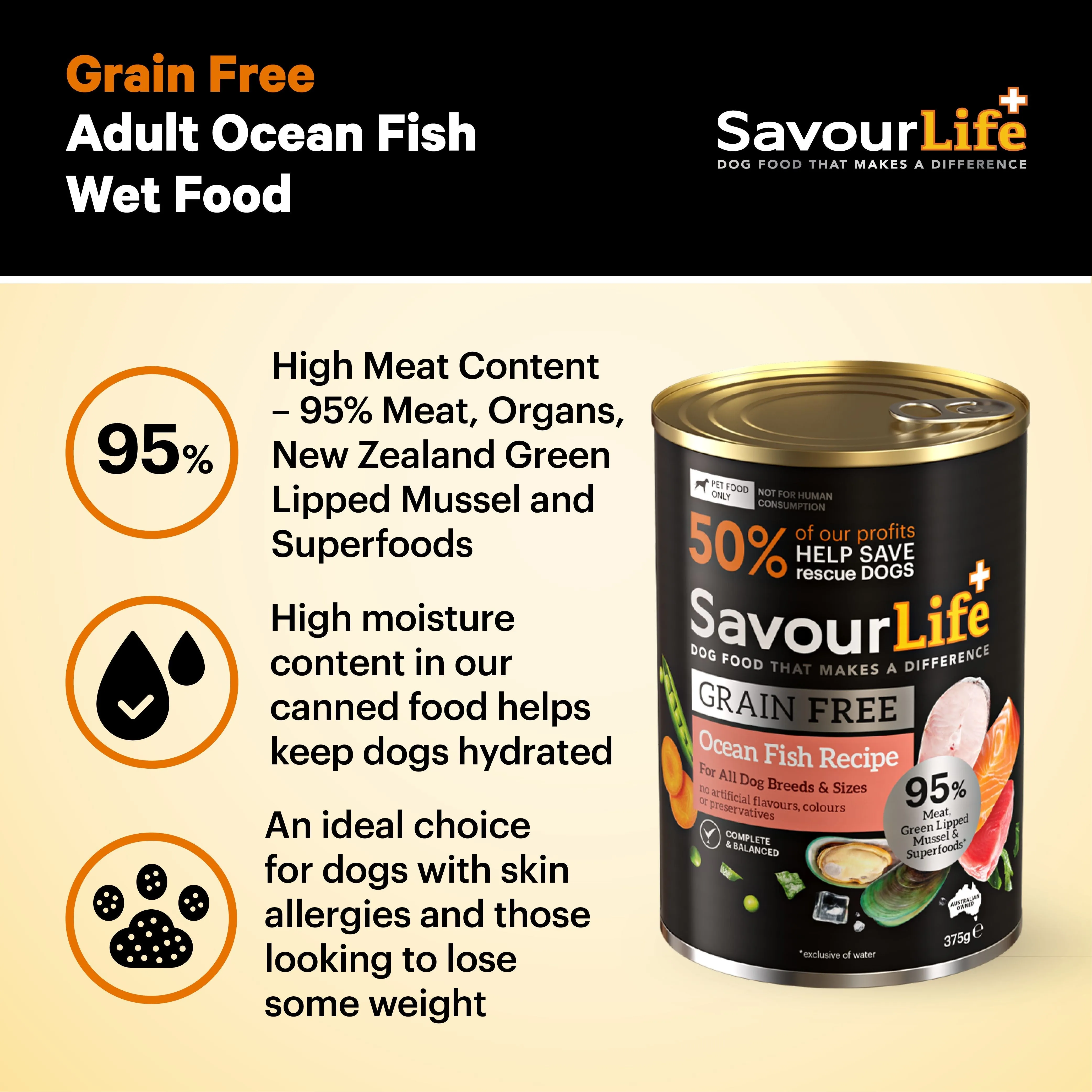 Savourlife Grain Free Ocean Fish Adult Dog Wet Food 375g