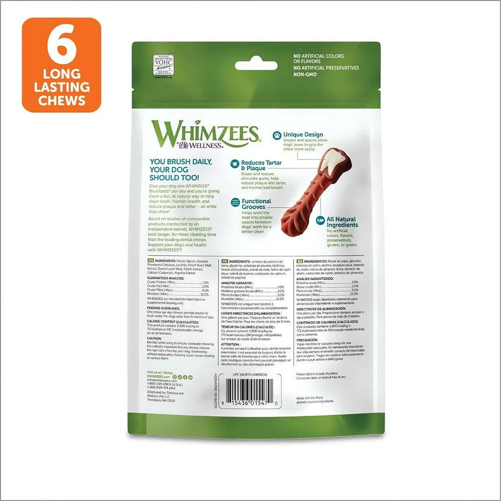 WHIMZEES by Wellness Brushzees Natural Dental Chews For Dogs Large Breed (12.7 oz)