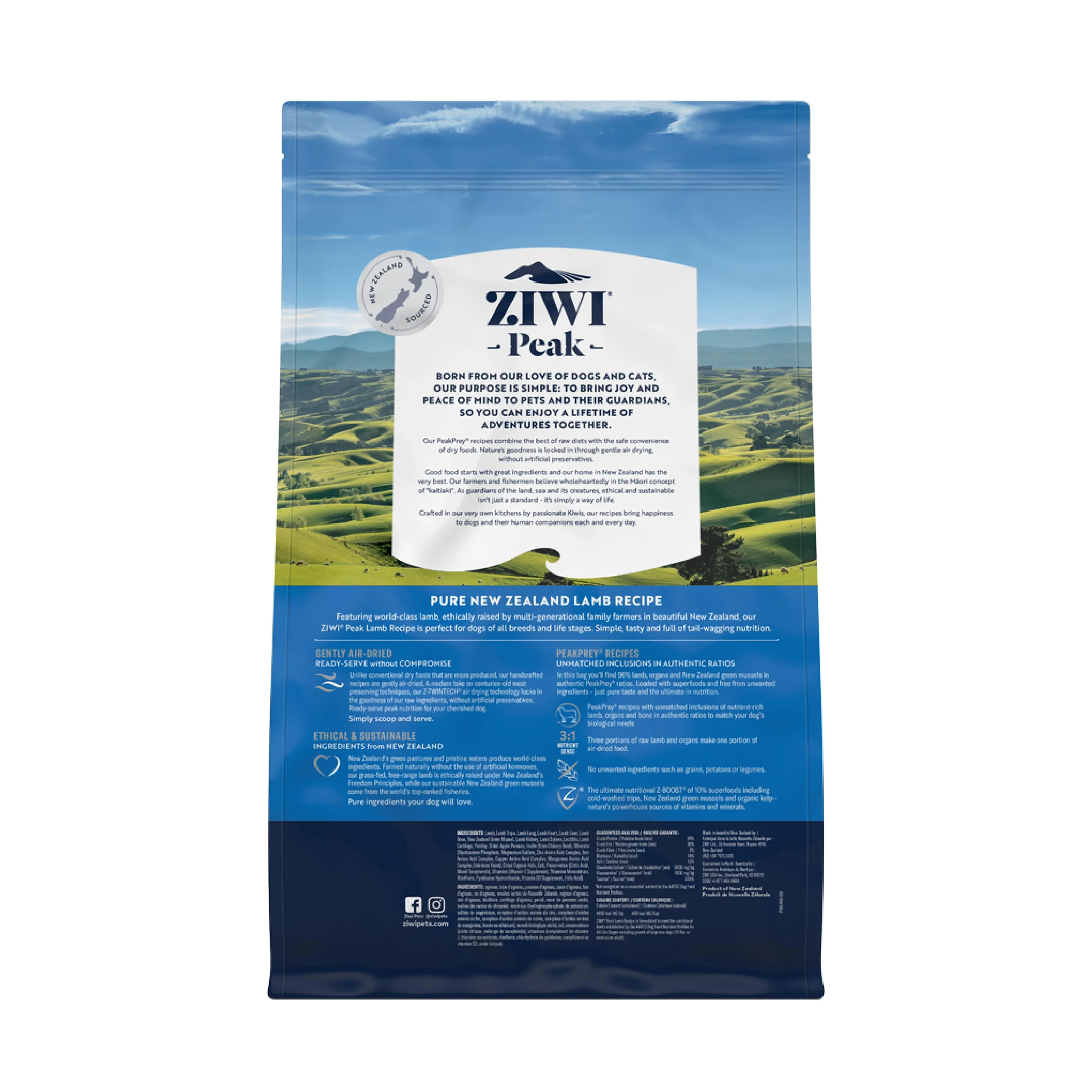 ZIWI Peak Air Dried Lamb Recipe Dog Food 4kg