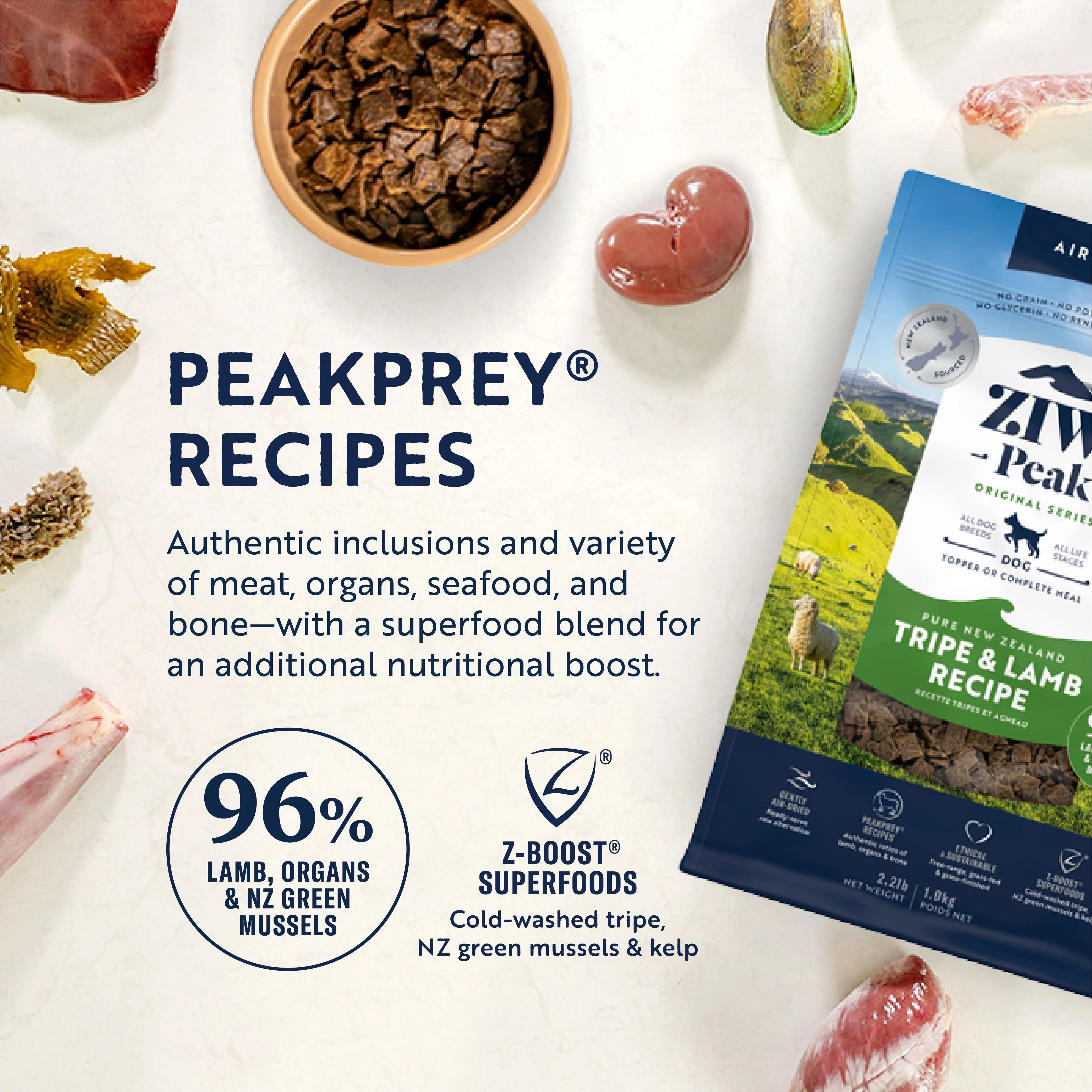 ZIWI Peak Air Dried Tripe and Lamb Recipe Dog Food 1kg