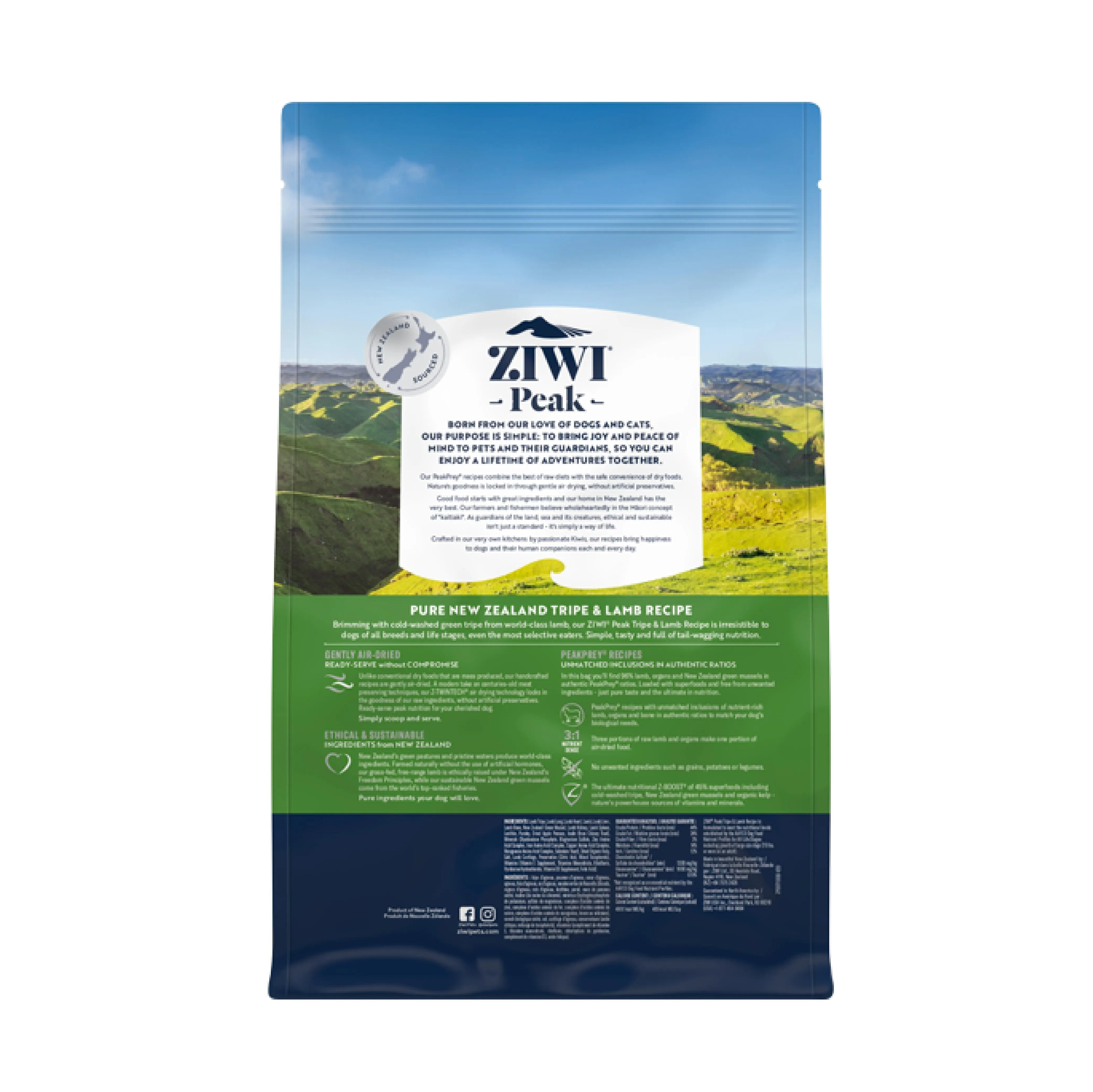ZIWI Peak Air Dried Tripe and Lamb Recipe Dog Food 1kg
